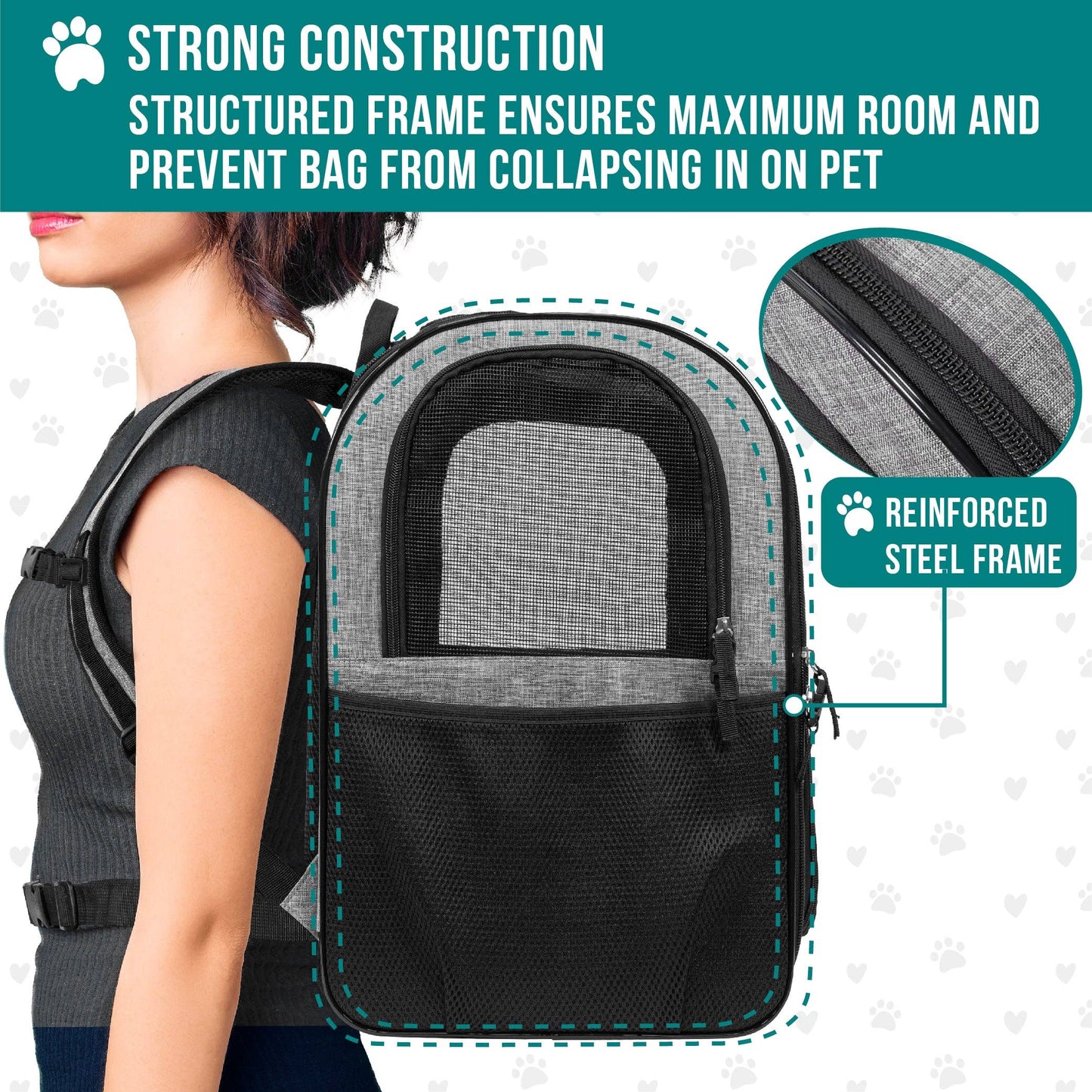 Ultimate 4 Way Entry Pet Carrier Backpack: Heather Purple / One Size - 14.5" x 11.5" x 18" (LxWxH)