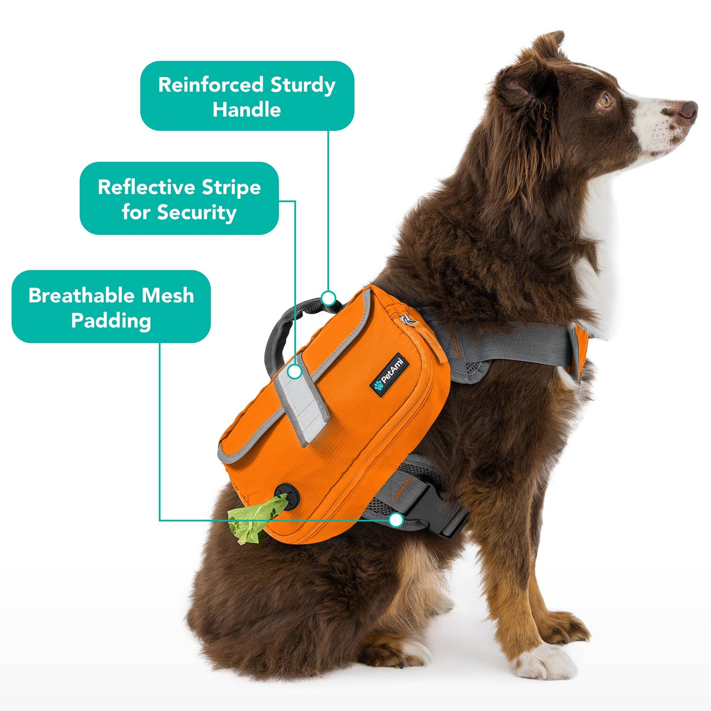 Deluxe Dog Harness Saddle Bag Backpack: Green / Large