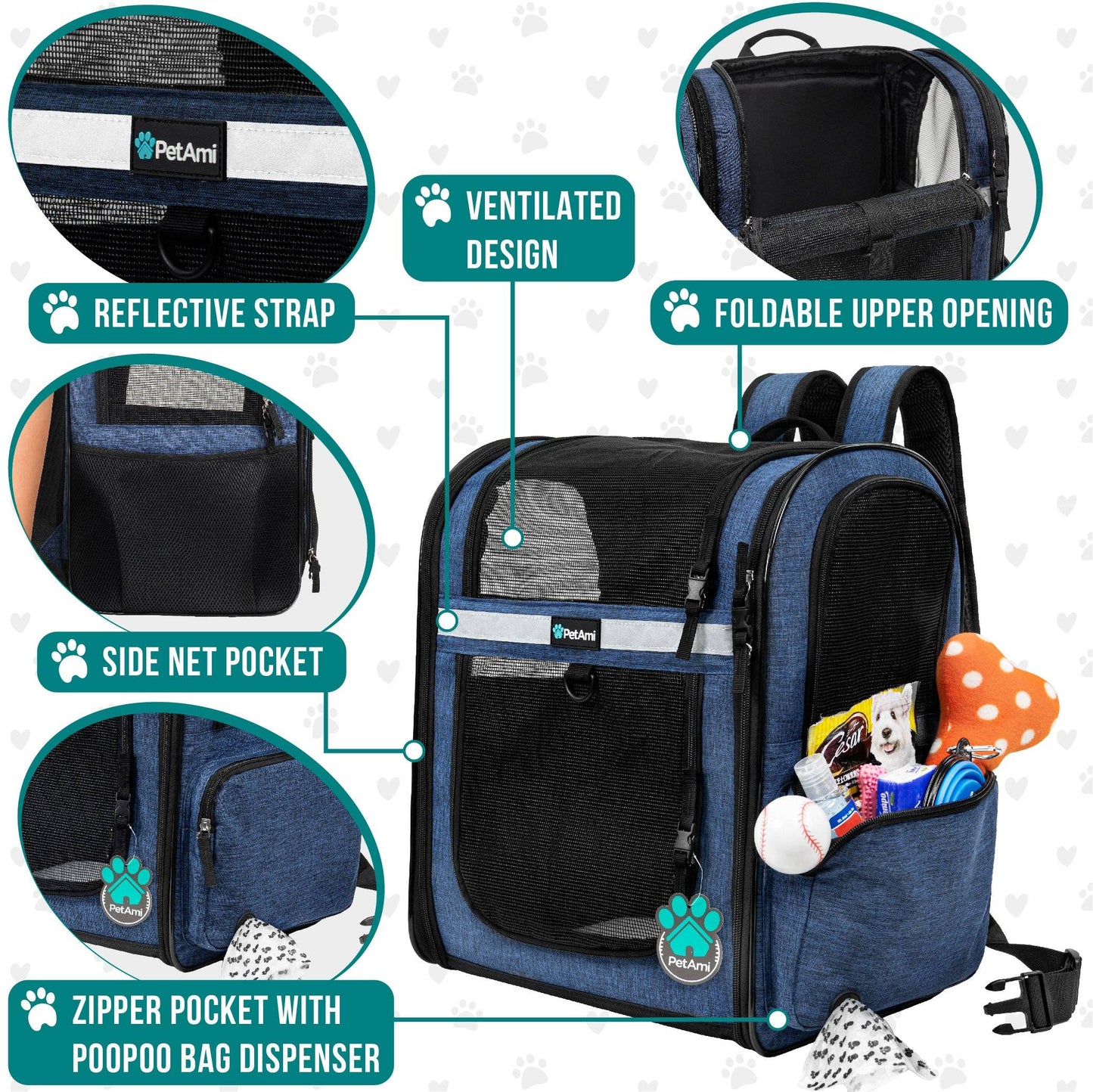 Ultimate 4 Way Entry Pet Carrier Backpack: Heather Gray / One Size - 14.5" x 11.5" x 18" (LxWxH)