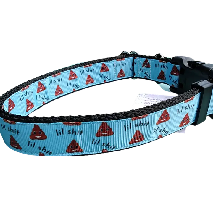 1/2" Lil Shit Black Nylon Cat Collar XSmall