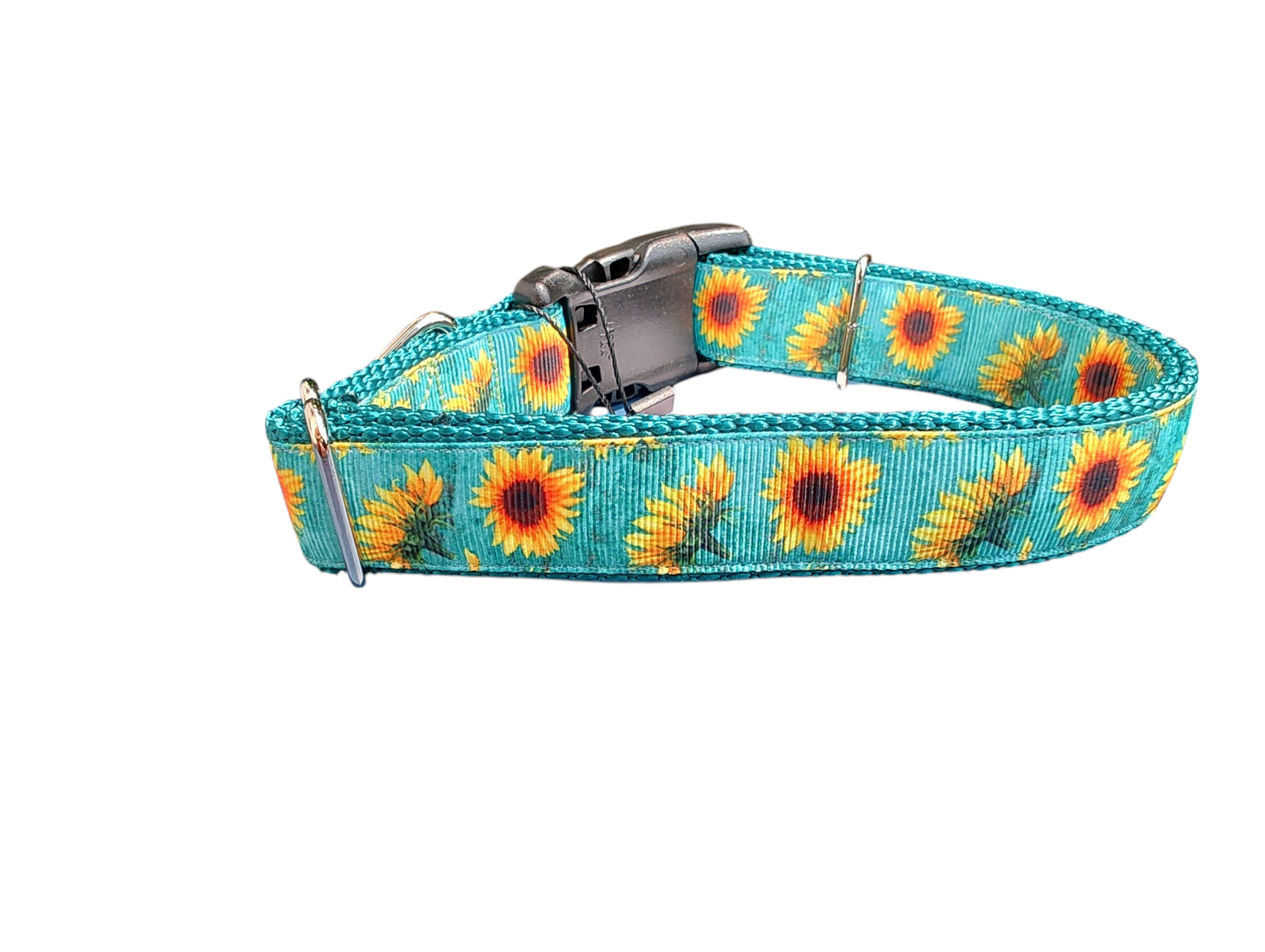Sunflower Heads Nylon Dog Collar: Plastic Buckle / Medium