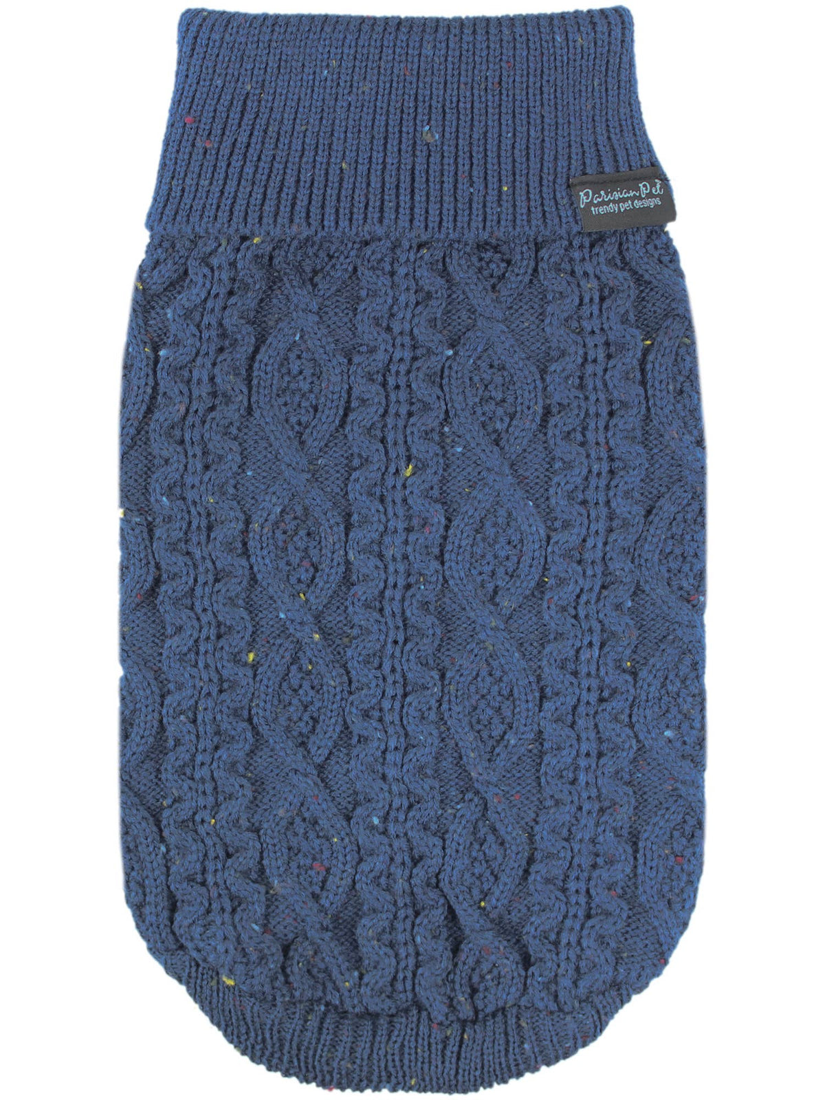 Cable Knit Sweater Navy Blue – Premium Knit Dog Sweater: M