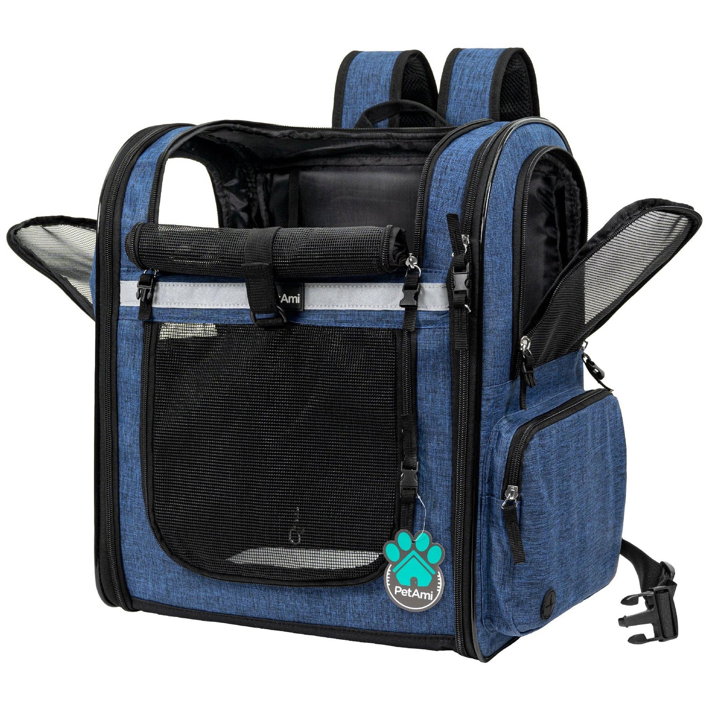 Ultimate 4 Way Entry Pet Carrier Backpack: Heather Purple / One Size - 14.5" x 11.5" x 18" (LxWxH)