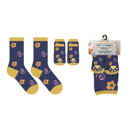 Matching Pet & Human Fun Socks - Flower