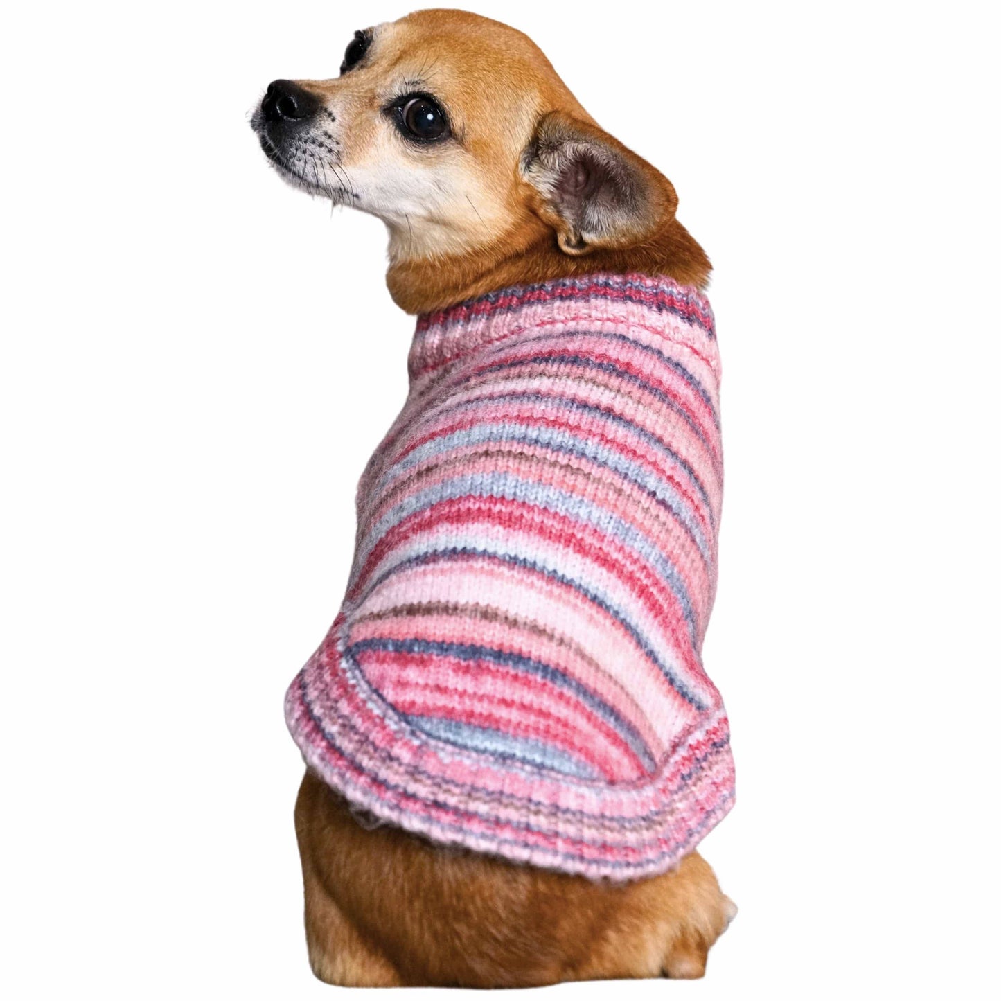 Custom-knit & Dyed Cozy Soft Gradient Yarn Crew Neck Sweater: Raspberry Blend / 14”
