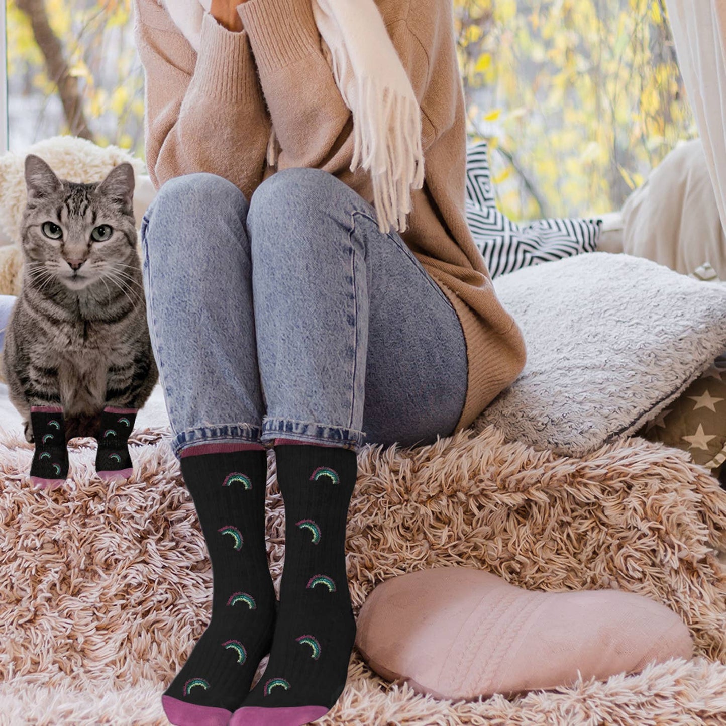 Matching Pet And Owner Fun Socks - Rainbow