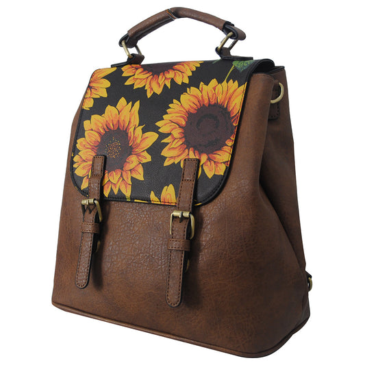 Sunflower Faux Leather NGIL Buckle Backpack